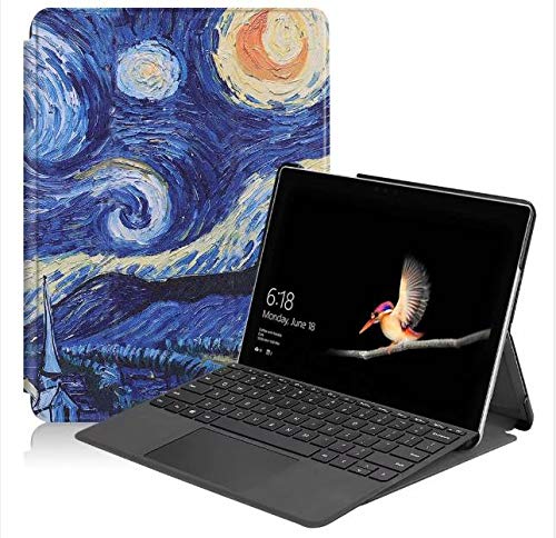 Case2go - Hülle kompatibel mit Microsoft Surface Go 1/2/3 (10.5 Inch) - Mit Standfunktion - Kunstleder Tablet Case Schutzhülle - Sternenklarer Himmel von Case2go