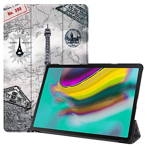 Case2go - Hülle kompatibel mit Samsung Galaxy Tab S5e (2019) - Mit Standfunktion - Kunstleder Tablet Case Schutzhülle - Eiffelturm von Case2go