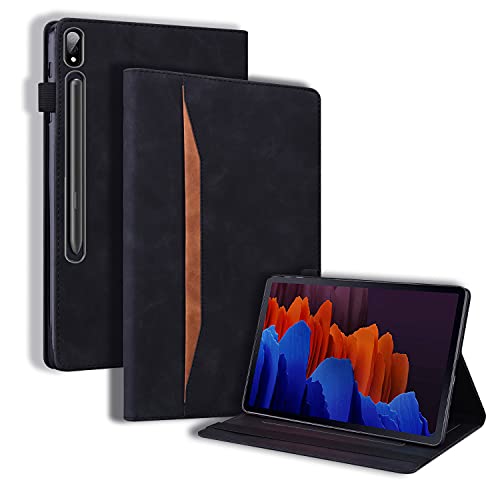 Case2go - Hülle kompatibel mit Samsung Galaxy Tab S7 (2020) - Mit Kartenhalter - PU-Leder Tablet Case Schutzhülle - Schwarz von Case2go