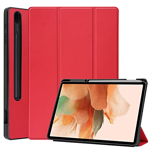 Case2go - Hülle kompatibel mit Samsung Galaxy Tab S7 FE (2021) - Mit Stifthalter - PU/TPU Tablet Case Schutzhülle - Rot von Case2go