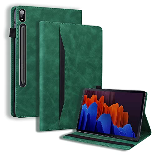 Case2go - Hülle kompatibel mit Samsung Galaxy Tab S7 Plus (2020) - Mit Kartenhalter - PU-Leder Tablet Case Schutzhülle - Grün von Case2go