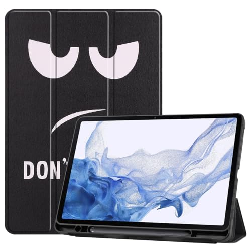 Case2go - Hülle kompatibel mit Samsung Galaxy Tab S8 (2022) - Mit Stifthalter - Kunstleder TPU Tablet Case Schutzhülle - Don’t Touch me von Case2go