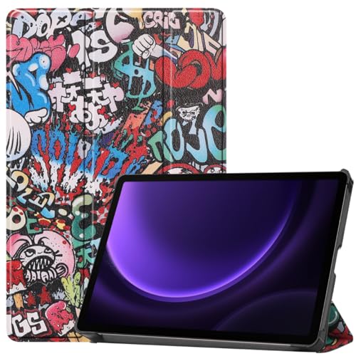 Case2go - Hülle kompatibel mit Samsung Galaxy Tab S9 FE Plus - Dreifach faltbares Etui - TPU Tablet Case Schutzhülle - Graffiti von Case2go
