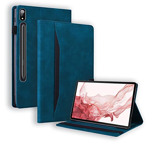 Case2go - Hülle kompatibel mit Samsung Galaxy Tab S9/S9 FE - Mit Kartenhalter - PU-Leder Tablet Case Schutzhülle - Dunkelblau von Case2go