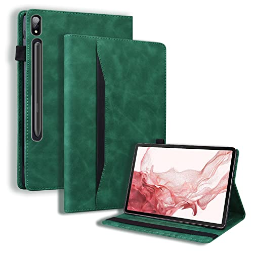 Case2go - Hülle kompatibel mit Samsung Galaxy Tab S9/S9 FE - Mit Kartenhalter - PU-Leder Tablet Case Schutzhülle - Grün von Case2go