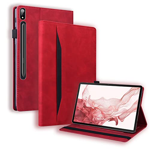 Case2go - Hülle kompatibel mit Samsung Galaxy Tab S9 Plus (2023) - Mit Kartenhalter - PU-Leder Tablet Case Schutzhülle - Rot von Case2go