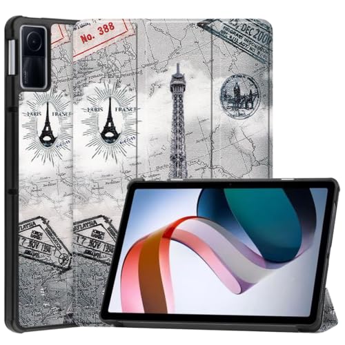 Case2go - Hülle kompatibel mit Xiaomi Redmi Pad 10.61" (2022) - Mit AutoWake-Funktion TPU Kunstleder Tablet Case Schutzhülle - Eiffelturm von Case2go