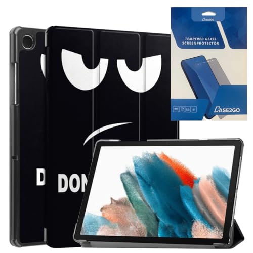 Case2go Tablet Hülle und Displayschutzfolie passend für Samsung Galaxy Tab A9 Plus (2023) - Tri-Fold Hülle mit Auto/Wake Funktion - Don't Touch Me von Case2go