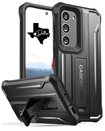 CaseBorne Kompatibel mit Samsung Galaxy S23+Plus Hülle (Früher ArmadilloTek), Robustes Zweischicht-Ganzkörper-Ständergehäuse ohne Bildschirm (Schwarz) von CaseBorne