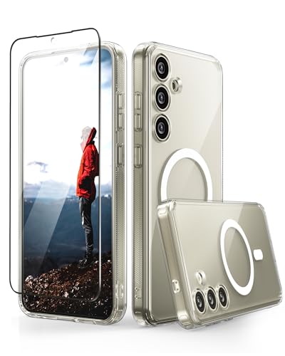 CaseBorne S kompatibel mit Samsung Galaxy S24 Plus Hülle - [3-in-1 Kombination] [Ultra Klares Hybrid Magnetisches Cover] mit gehärtetem Glas Bildschirmschutz von CaseBorne