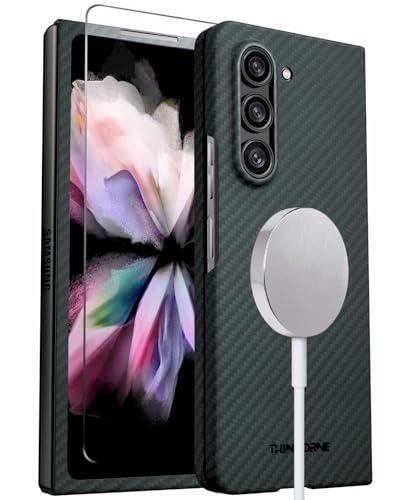 CaseBorne Thinborne Kompatibel mit Samsung Galaxy Z Fold 5 Hülle, [Hergestellt aus 600D Aramidfaser] [Magnetisches Laden] [Dünn und leicht] [Schlanker minimalistischer Stil mit Kohlefaser-Texturen] von CaseBorne