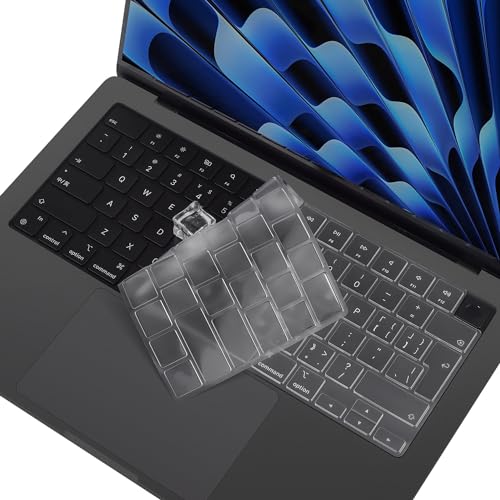 CaseBuy Premium Tastatur Abdeckung für 2024 2023 MacBook Air 15.3 Zoll M2 M3 Chip A2941 A3114 & 2024-2022 MacBook Air 13.6 Zoll M2 M3 A2681 A3113 EU Layout Tastatur Schutz -Clear von CaseBuy