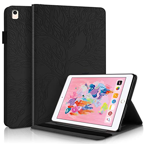 CaseFun Hülle Kompatibel mit iPad 9.7 2018/ iPad 6 Generation/iPad 2017/ iPad 5 Generation/Air 2 Cover/iPad Air,Schutzhülle Case mit Ständer Smart Cover mit Auto Schlaf/Wach Funktion,Schwarz von CaseFun