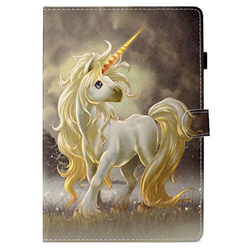 CaseFun Hülle für Amazon Kindle Fire HD 10 2015/2017 Einhorn PU Leder Tasche Cover Schutzhülle Schale Etui mit Auto Schlaf/Wach Standfunktion von CaseFun