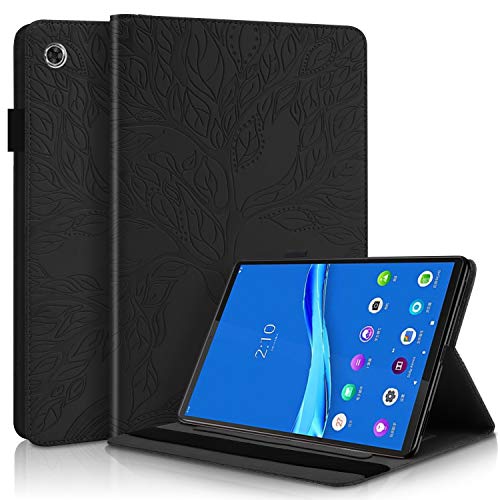 CaseFun Hülle für Lenovo Tab M10 Plus Baum des Lebens Ultra Slim TPU Schutzhülle Tasche Folio Flip Stand Cover mit Kartenfächern für Lenovo Tab M10 FHD Plus (2nd Gen) 10.3 TB-X606F TB-X606X,Schwarz von CaseFun