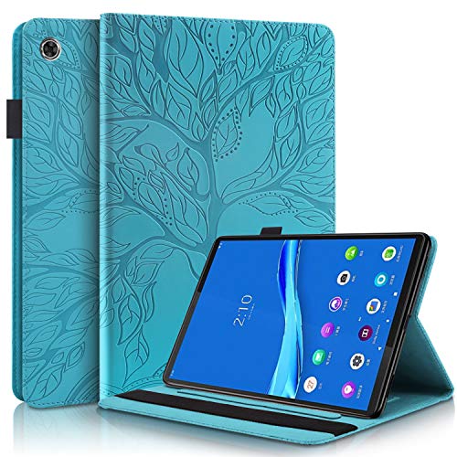 CaseFun Hülle für Lenovo Tab M10 Plus Baum des Lebens Ultra Slim TPU Schutzhülle Tasche Folio Flip Stand Cover mit Kartenfächern für Lenovo Tab M10 FHD Plus (2nd Gen) 10.3 Zoll TB-X606F TB-X606X,Blau von CaseFun