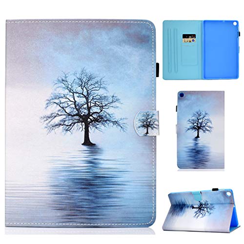 CaseFun Samsung Galaxy Tab A 10.1 2019 T510 T515 Hülle Baum PU Leder Tasche Cover Schutzhülle Schale Etui mit Standfunktion von CaseFun