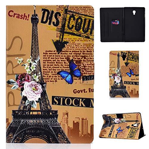 CaseFun Samsung Galaxy Tab A 10.5 2018 SM-T590/T595 Hülle Case PU Leder Tasche Magnetisch Schutzhülle Flip Cover mit Auto Aufwachen/Schlaf Standfunktion, Schmetterling Eiffelturm von CaseFun