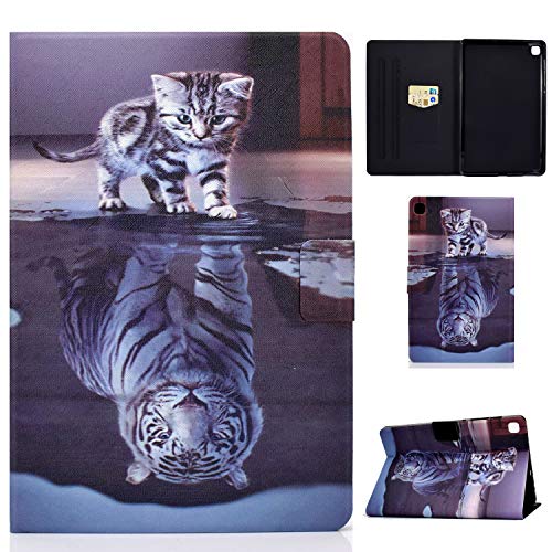 CaseFun Schutzhülle für Samsung Galaxy Tab S6 Lite 10,4 Zoll P610/P615, mit Mehreren Winkeln, mit Auto Wecker/Schlaf und Dokumentenkarte, Pocket Cat Tiger von CaseFun