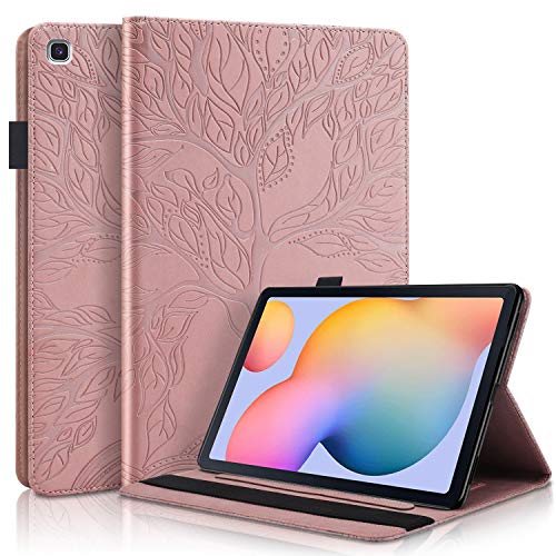 CaseFun Schutzhülle für Samsung Galaxy Tab S6 Lite 2022/2020 10,4 Zoll (SM-P610/P613/P615/P619), PU-Leder, Flip Case, Roségold von CaseFun