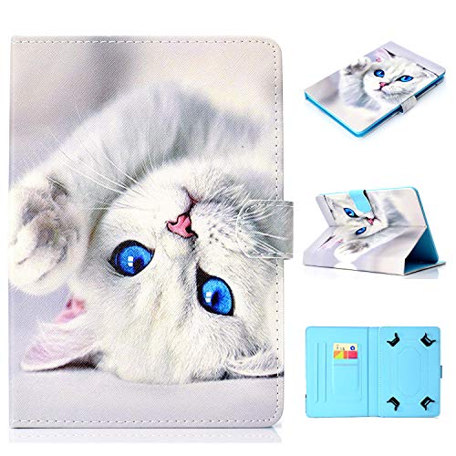 CaseFun Universal 10 Zoll Tablet Hülle, Katze Muster Slim PU Leder Flip Stand Schutzhülle Ledertasche Etui für Universal 10 Zoll Tablet von CaseFun