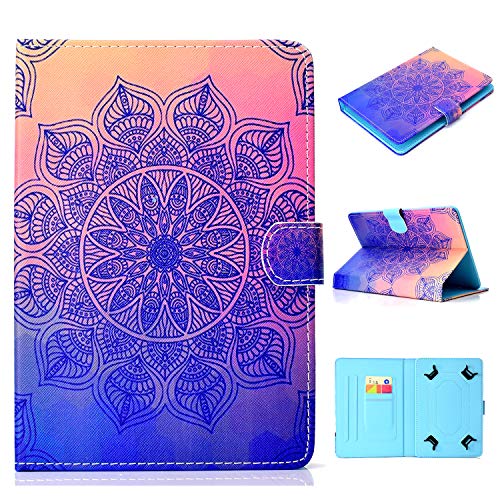 CaseFun Universal 10 Zoll Tablet Hülle, Mandala Muster Slim PU Leder Flip Stand Schutzhülle Ledertasche Etui für Universal 10 Zoll Tablet von CaseFun