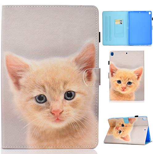 CaseFun iPad 10.2 2019 [7th Generation] Hülle Katze PU Leder Tasche Cover Schutzhülle Schale Etui mit Auto Schlaf/Wach Standfunktion von CaseFun