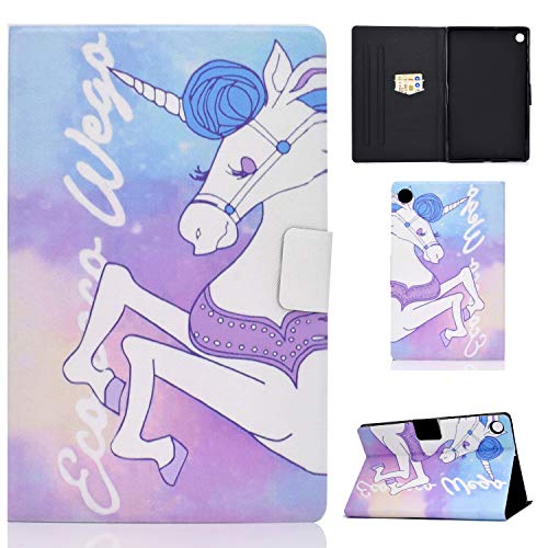 Hülle für Huawei MatePad T10S T10 2020 Tablet Leichtes PU-Leder Niedlich Schönes Muster Anti-Rutsch-Ständer Flip Wallet Cover mit Kartenhalter Huawei MatePad T 10S / T 10 (Pink Horse) von CaseFun