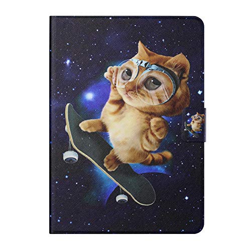 Hülle für Huawei MatePad T10S T10 2020 Tablet Leichtes PU-Leder Niedlich Schönes Muster Anti-Rutsch-Ständer Flip Wallet Cover mit Kartenhalter Huawei MatePad T 10S / T 10 (Skateboard-Katze) von CaseFun