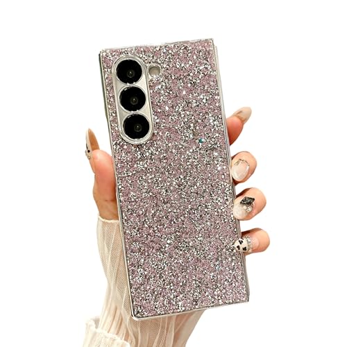 CaseGame Glitzer-Schutzhülle, kompatibel mit Samsung Galaxy Z Fold 6, niedlich, funkelnd, matte Rückseite, luxuriös, glänzend, stoßfest, Schutzhülle für Galaxy Z Fold 6 für Damen, Violett von CaseGame