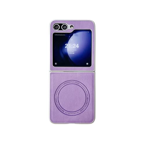 CaseGame Magnetische Schutzhülle, kompatibel mit Samsung Galaxy Z Flip 7, Vintage-Leder, ultradünn, kabelloses Laden, stoßfest, Schutzhülle für Galaxy Z Flip 7, für Damen und Herren, Violett CaseGame Magnetische Schutzhülle, kompatibel mit Samsung Galaxy Z Flip 7, Vintage-Leder, ultradünn, kabelloses Laden, stoßfest, Schutzhülle für Galaxy Z Flip 7, für Damen und Herren, Violett von CaseGame