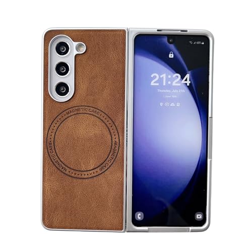 CaseGame Magnetische Schutzhülle, kompatibel mit Samsung Galaxy Z Fold 6, Vintage-Leder, ultradünn, kabelloses Laden, stoßfest, Schutzhülle für Galaxy Z Fold 6, für Damen und Herren, Braun CaseGame Magnetische Schutzhülle, kompatibel mit Samsung Galaxy Z Fold 6, Vintage-Leder, ultradünn, kabelloses Laden, stoßfest, Schutzhülle für Galaxy Z Fold 6, für Damen und Herren, Braun von CaseGame