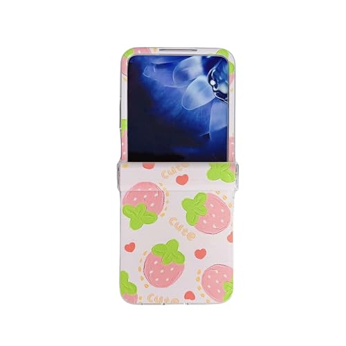 CaseGame Niedliche Schutzhülle, kompatibel mit Motorola Razr 60 Ultra, Cartoon-Motiv, lustiges Erdbeerfrucht-Muster, stoßfest, Scharnierschutz für Razr 60 Ultra, für Damen und Herren von CaseGame