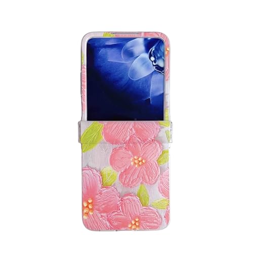CaseGame Niedliche Schutzhülle, kompatibel mit Motorola Razr 60 Ultra, Cartoon-Motiv, lustiges Ölgemälde, Blumen, stoßfest, Scharnierschutz für Razr 60 Ultra, für Damen und Herren von CaseGame