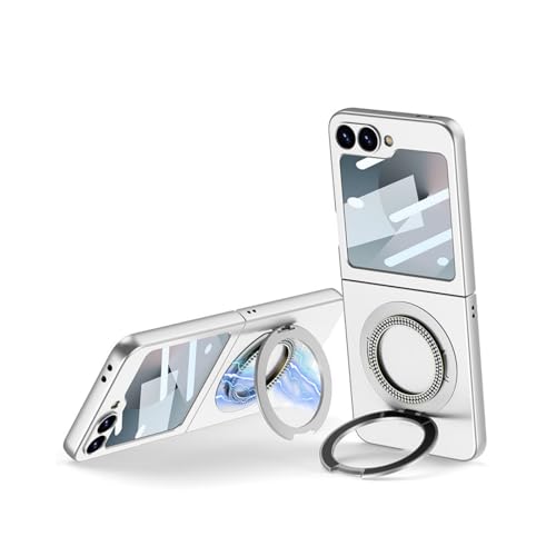CaseGame Schutzhülle für Samsung Galaxy Z Flip 5, mit unsichtbarem Ständer und Displayschutzfolie auf der Vorderseite, schlanke, stoßfeste Schutzhülle für Z Flip 5, für Damen und Herren, Weiß CaseGame Schutzhülle für Samsung Galaxy Z Flip 5, mit unsichtbarem Ständer und Displayschutzfolie auf der Vorderseite, schlanke, stoßfeste Schutzhülle für Z Flip 5, für Damen und Herren, Weiß von CaseGame