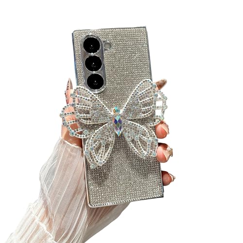 Glitzer, kompatibel mit Samsung Galaxy Z Fold 6, niedlicher glänzender Diamant, 3D-Schmetterling, glitzernd, luxuriös, stoßfest, Schutzhülle für Z Fold 6, für Damen und Herren Glitzer, kompatibel mit Samsung Galaxy Z Fold 6, niedlicher glänzender Diamant, 3D-Schmetterling, glitzernd, luxuriös, stoßfest, Schutzhülle für Z Fold 6, für Damen und Herren von CaseGame