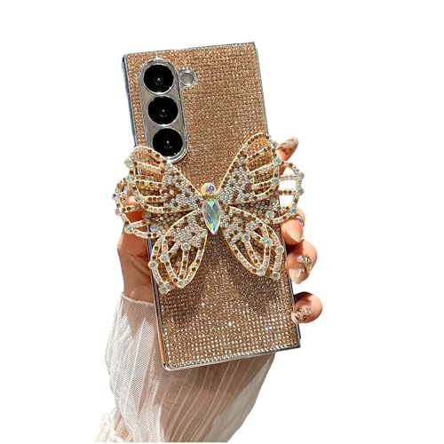 Glitzer, kompatibel mit Samsung Galaxy Z Fold 6, niedlicher glänzender Diamant, 3D-Schmetterling, glitzernd, luxuriös, stoßfest, Schutzhülle für Z Fold 6, für Damen und Herren Glitzer, kompatibel mit Samsung Galaxy Z Fold 6, niedlicher glänzender Diamant, 3D-Schmetterling, glitzernd, luxuriös, stoßfest, Schutzhülle für Z Fold 6, für Damen und Herren von CaseGame