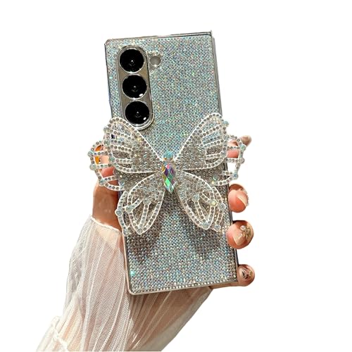 Glitzer, kompatibel mit Samsung Galaxy Z Fold 6, niedlicher glänzender Diamant, 3D-Schmetterling, glitzernd, luxuriös, stoßfest, Schutzhülle für Z Fold 6, für Damen und Herren Glitzer, kompatibel mit Samsung Galaxy Z Fold 6, niedlicher glänzender Diamant, 3D-Schmetterling, glitzernd, luxuriös, stoßfest, Schutzhülle für Z Fold 6, für Damen und Herren von CaseGame