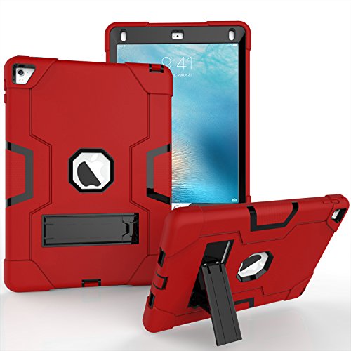 iPad Pro 9,7 / iPad Air 2 Hülle, Robuste Ständer-Serie – stoßfest, strapazierfähig, Hybrid-Schutzhülle mit DREI Schichten Armor Defender für Kinder, rot von CaseHaven