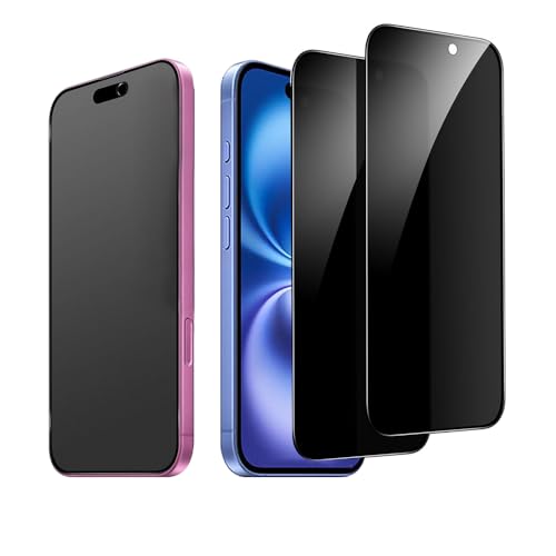 CaseLover [2 Stück] Privacy Schutzfolie kompatibel mit iPhone 16 Plus, 9H Härtegrad Anti-Kratzer Full Screen Protector Anti-Spion AntiSpy Tempered Glass Blickschutzfolie kompatibel mit iPhone 16 Plus von CaseLover