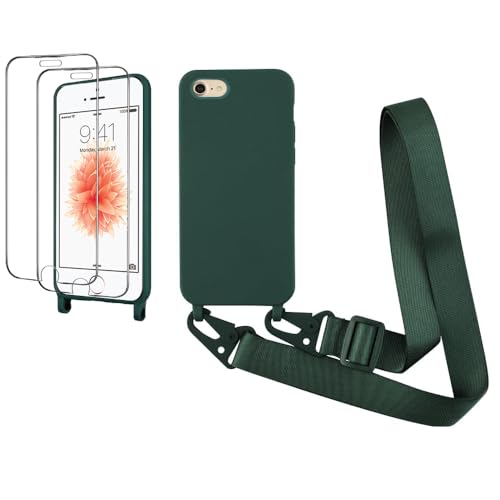 CaseLover Handykette kompatibel iPhone SE 2022/8/7/6/6S/SE 2020 Hülle mit Band, Silikon Necklace Handyhülle mit 2 Stück Schutzfolie Verstellbarer Kordel zum Umhängen Stossfest Schutzhülle, Dunkelgrün CaseLover Handykette kompatibel iPhone SE 2022/8/7/6/6S/SE 2020 Hülle mit Band, Silikon Necklace Handyhülle mit 2 Stück Schutzfolie Verstellbarer Kordel zum Umhängen Stossfest Schutzhülle, Dunkelgrün von CaseLover