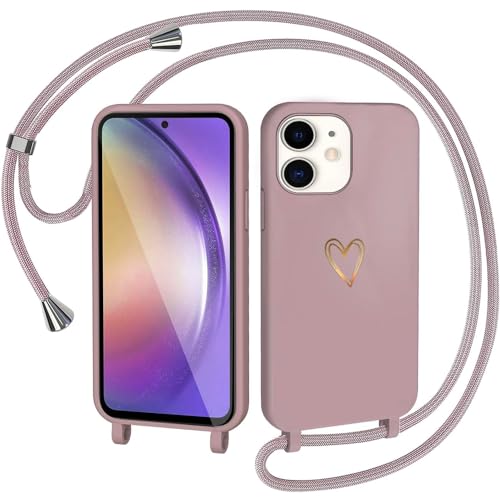 CaseLover Handykette kompatibel mit iPhone 11 Hülle mit Band, Herz Muster Silikon Necklace Handyhülle mit Abnehmbar Kordel zum Umhängen Stossfest Bumper Handy Schutzhülle für iPhone 11 6.1", Pink von CaseLover