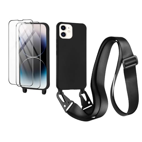 CaseLover Handykette kompatibel mit iPhone 11 Hülle mit Band, Premium Silikon Necklace Handyhülle mit 2 Stück Schutzfolie Verstellbarer Kordel zum Umhängen Stossfest Schutzhülle Case, Schwarz CaseLover Handykette kompatibel mit iPhone 11 Hülle mit Band, Premium Silikon Necklace Handyhülle mit 2 Stück Schutzfolie Verstellbarer Kordel zum Umhängen Stossfest Schutzhülle Case, Schwarz von CaseLover