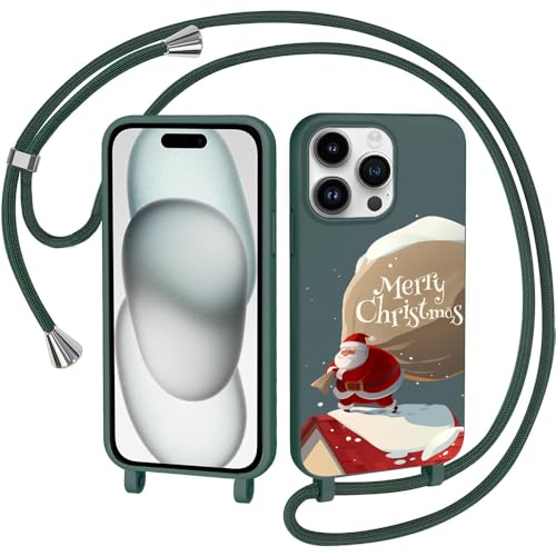 CaseLover Weihnachten Handyhülle kompatibel iPhone 15 Pro Hülle mit Band, Handykette für iPhone 15 Pro Hülle Weihnachten mit Muster Weihnachtsmann Silikon Christmas Case Stossfest Schutzhülle, Grün CaseLover Weihnachten Handyhülle kompatibel iPhone 15 Pro Hülle mit Band, Handykette für iPhone 15 Pro Hülle Weihnachten mit Muster Weihnachtsmann Silikon Christmas Case Stossfest Schutzhülle, Grün von CaseLover