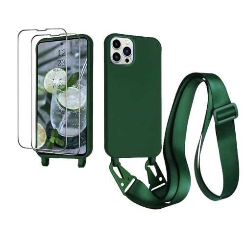 CaseLover Handykette kompatibel mit iPhone 15 Pro Hülle mit Band, Premium Silikon Necklace Handyhülle mit 2 Stück Schutzfolie Verstellbarer Kordel zum Umhängen Stossfest Schutzhülle Case, Dunkelgrün CaseLover Handykette kompatibel mit iPhone 15 Pro Hülle mit Band, Premium Silikon Necklace Handyhülle mit 2 Stück Schutzfolie Verstellbarer Kordel zum Umhängen Stossfest Schutzhülle Case, Dunkelgrün von CaseLover