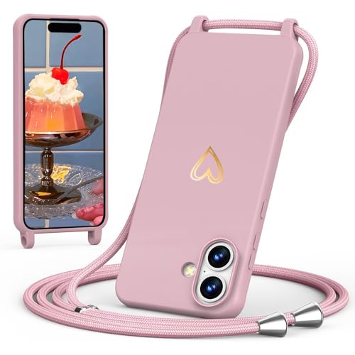 CaseLover Handykette kompatibel mit iPhone 16 Hülle mit Band, Herz Muster Silikon Necklace Handyhülle mit Abnehmbar Kordel zum Umhängen Stossfest Bumper Schutzhülle kompatibel mit iPhone 16, Pink CaseLover Handykette kompatibel mit iPhone 16 Hülle mit Band, Herz Muster Silikon Necklace Handyhülle mit Abnehmbar Kordel zum Umhängen Stossfest Bumper Schutzhülle kompatibel mit iPhone 16, Pink von CaseLover