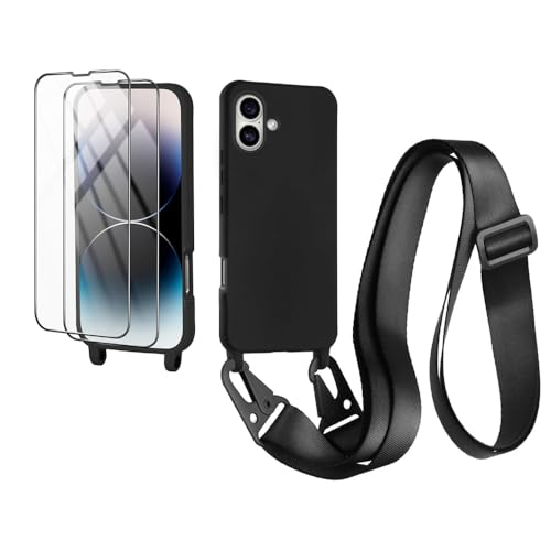 CaseLover Handykette kompatibel mit iPhone 16 Hülle mit Band, Premium Silikon Necklace Handyhülle mit 2 Stück Schutzfolie Verstellbarer Kordel zum Umhängen Stossfest Schutzhülle Case 6.1", Schwarz CaseLover Handykette kompatibel mit iPhone 16 Hülle mit Band, Premium Silikon Necklace Handyhülle mit 2 Stück Schutzfolie Verstellbarer Kordel zum Umhängen Stossfest Schutzhülle Case 6.1", Schwarz von CaseLover