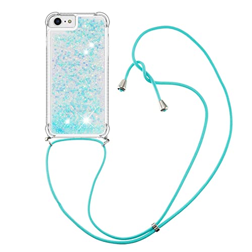 CaseLover Handykette kompatibel mit iPhone 16E Hülle mit Band, Glitzer Flüssig Treibsand Necklace Handyhülle mit Kordel zum Umhängen Transparent Silikon Schutzhülle für iPhone SE 4 2025, Silber Blau CaseLover Handykette kompatibel mit iPhone 16E Hülle mit Band, Glitzer Flüssig Treibsand Necklace Handyhülle mit Kordel zum Umhängen Transparent Silikon Schutzhülle für iPhone SE 4 2025, Silber Blau von CaseLover