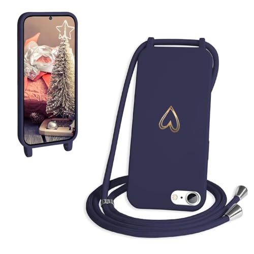 CaseLover Handykette kompatibel mit iPhone 16e Hülle mit Band, Herz Muster Silikon Necklace Handyhülle mit Abnehmbar Kordel zum Umhängen Stossfest Schutzhülle Case für iPhone 16e/SE 4 2025, Navy Blau CaseLover Handykette kompatibel mit iPhone 16e Hülle mit Band, Herz Muster Silikon Necklace Handyhülle mit Abnehmbar Kordel zum Umhängen Stossfest Schutzhülle Case für iPhone 16e/SE 4 2025, Navy Blau von CaseLover
