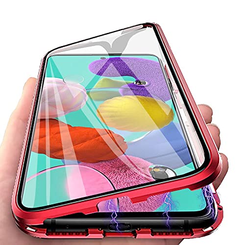 CaseLover Hülle für Samsung Galaxy A13 4G, Magnetic Adsorption Handyhülle für Samsung A13 4G, 2 in 1 Einteiliges 360 Grad Schutzhülle mit Gehärtetem Glas Metall Stoßfest Flip Case Cover, Rot von CaseLover